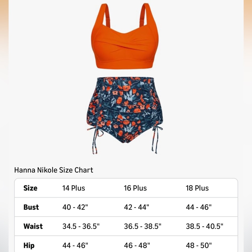 Hanna Nikole Plus Size Swimsuit Set Twist Front Bikini Drawstring Ruched Bottom - Picture 14 of 14
